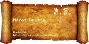 Maros Britta névjegykártya